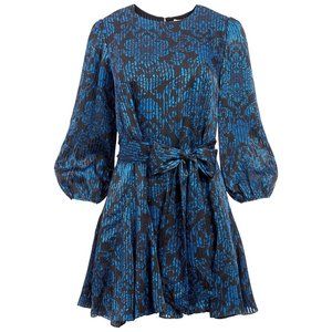 ALICE + OLIVIA  Mina Puff-Sleeve Godet Belted Dress size: 2